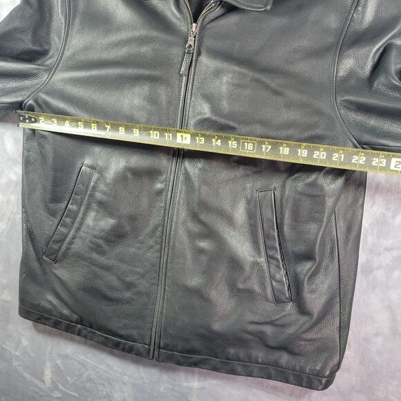 Brooks Brothers Leather Jacket Men L Black Wool Lined Collared Sport - Picture 5 of 6